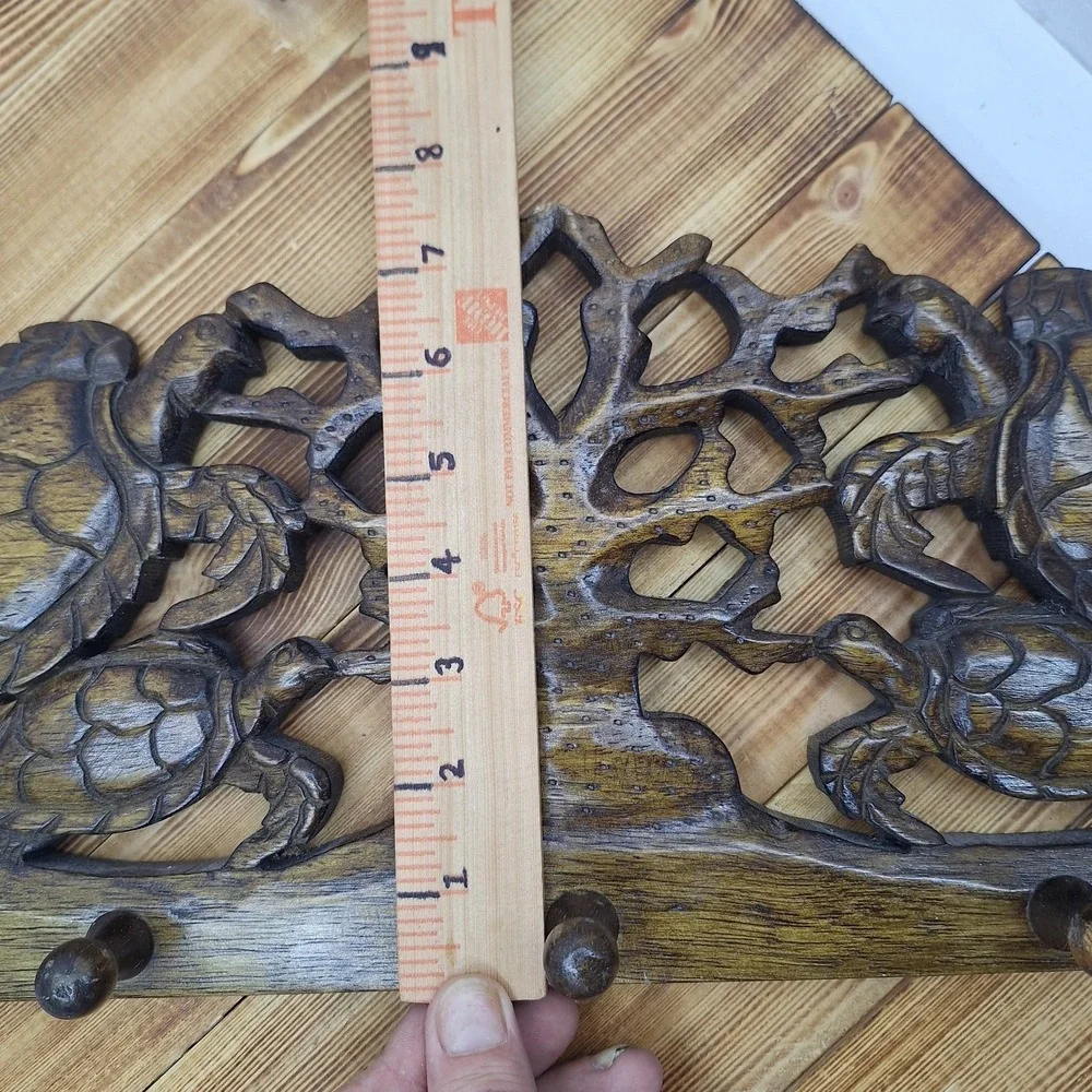 Turtle Bay Beach coat rack 5 Hook Coral Inset Hangers‎ Balinese suar wood